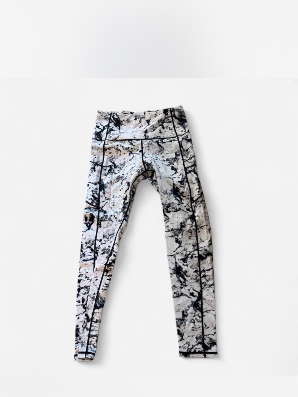 Marbled Black & White High-Waist Leggings